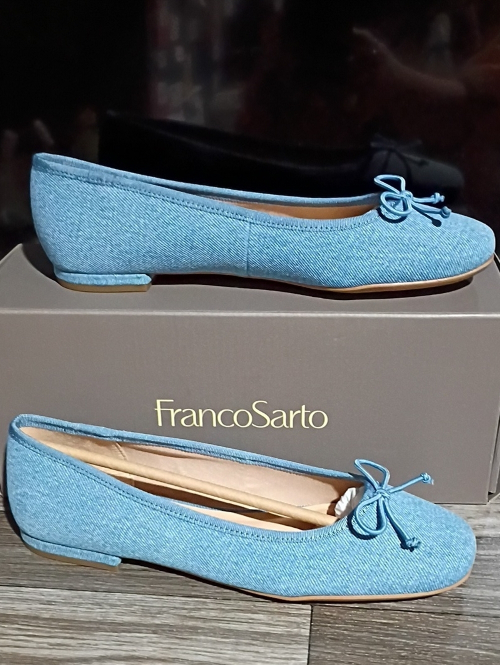 Franco Sarto Light Blue Denim Bow Ballet Flats